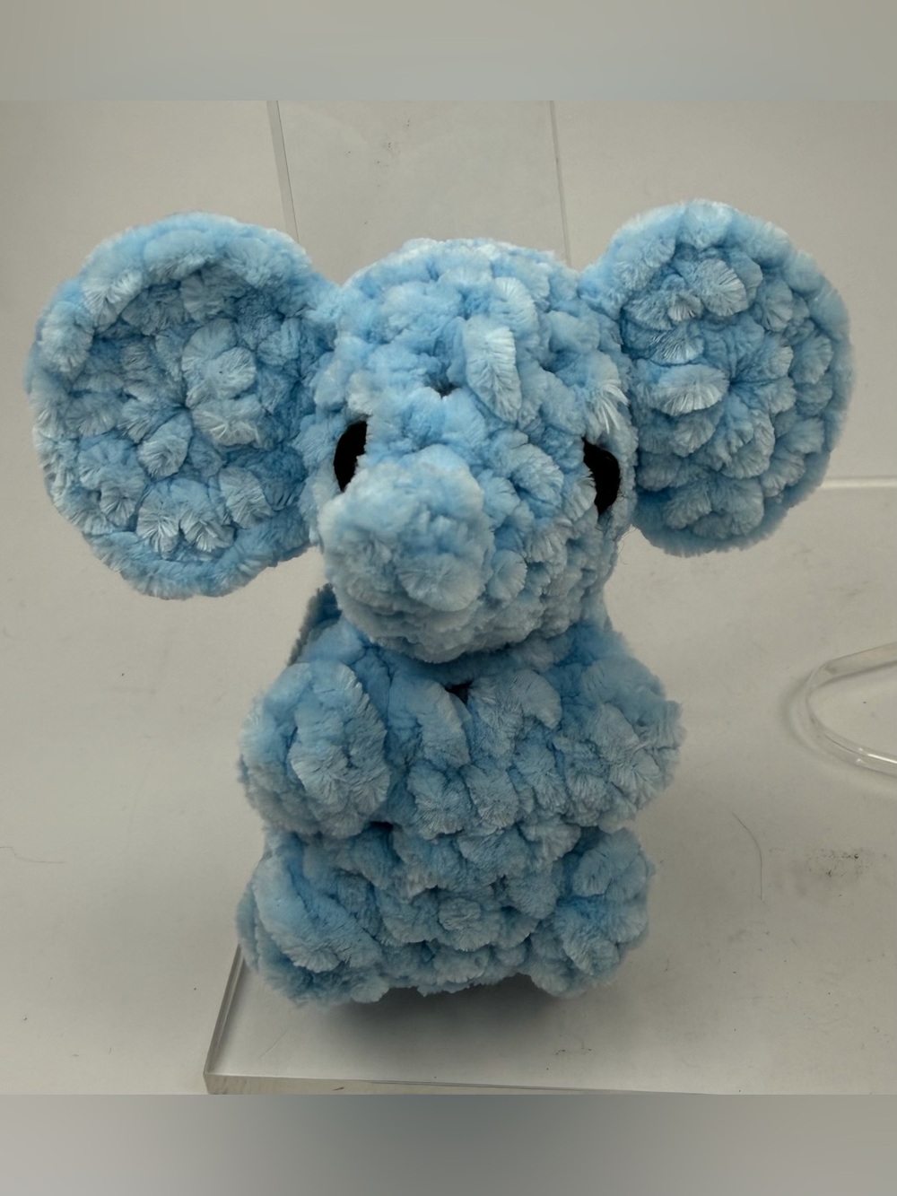 Homemade Crochet Plush Blue Elephant Stuffed Keychain